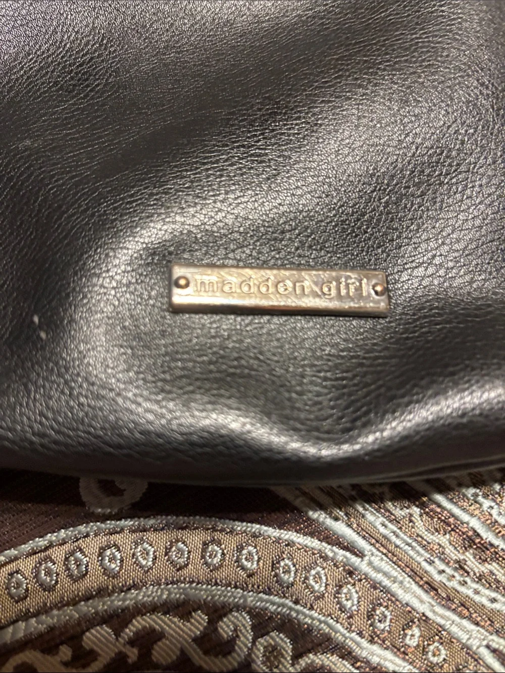 Madden girl Black Pebbled Leather Shoulder Hobo